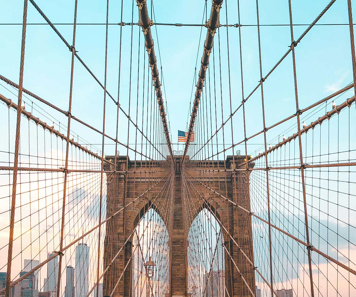 The Brooklyn Bridge, looking along the walkway